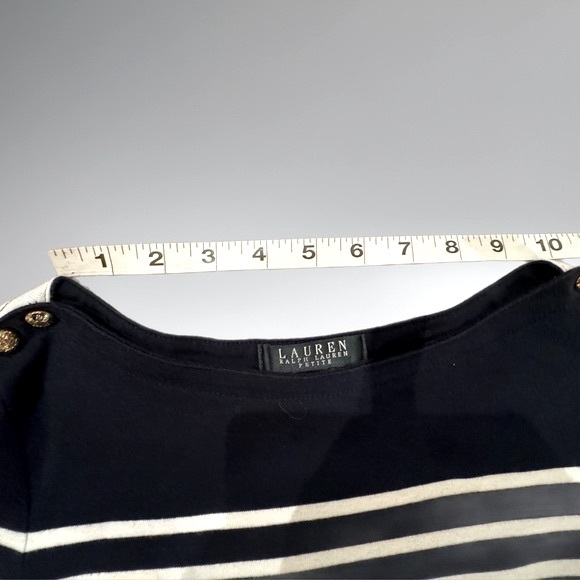 Lauren Ralph Lauren petite dress- navy blue & white stripes - size P medium - Picture 6 of 12